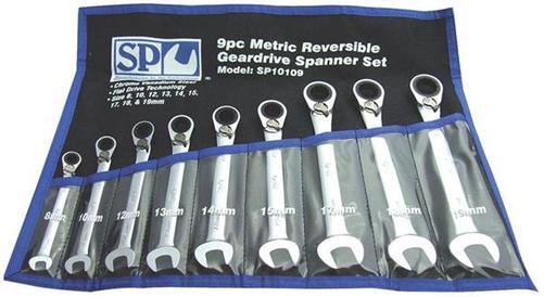 SP Tools Spanner Set Geardrive Reversible 9pc Metric 15 Offset
