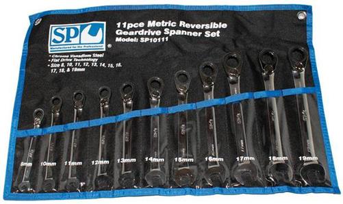 SP Tools 11pc Metric 15° Offset Reversible Geardrive Spanner Set