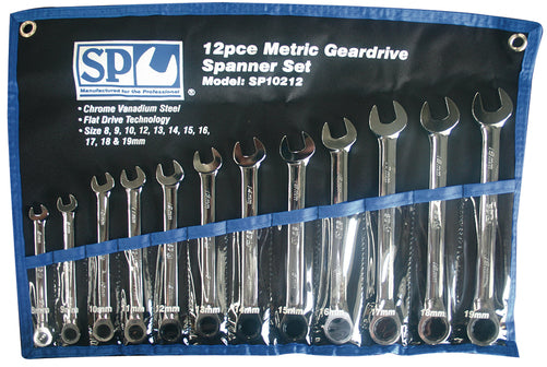 SP Tools 12pc Metric 0º Offset Geardrive Wrench/Spanner Set