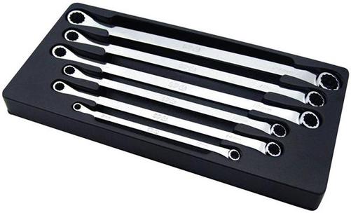 SP Tools 6pc Metric 15° Offset Long Ring Spanner Set