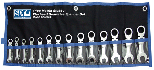 SP Tools 14pc Stubby Flexhead Metric Geardrive Spanner Set