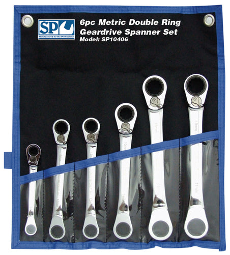 SP Tools 6pc Metric 15º Offset Double Ring Geardrive Wrench/Spanner Set