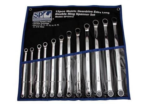 SP Tools 12pc Metric 0º Extra Long Double Ring Geardrive Wrench/Spanner Set