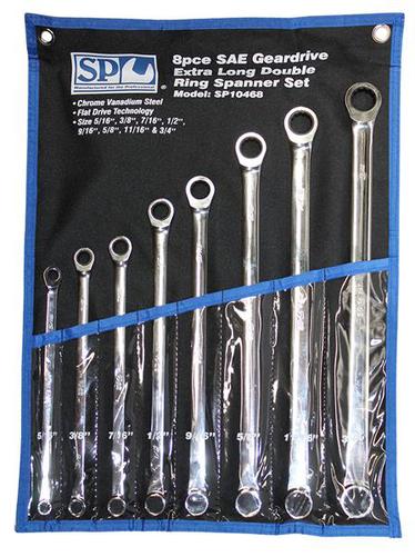 SP Tools 8pc SAE Extra Long Double Ring Geardrive Spanner Set
