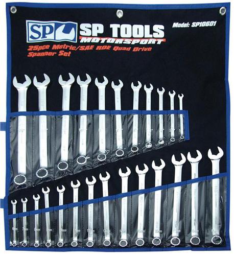 SP Tools 25pc Metric/SAE ROE Quad Drive Wrench/Spanner Set