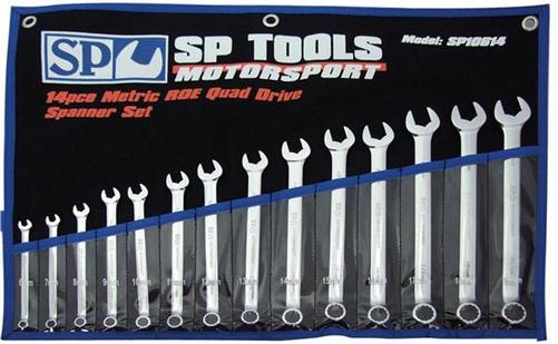 SP Tools 14pc Metric ROE Quad Drive Wrench/Spanner Set