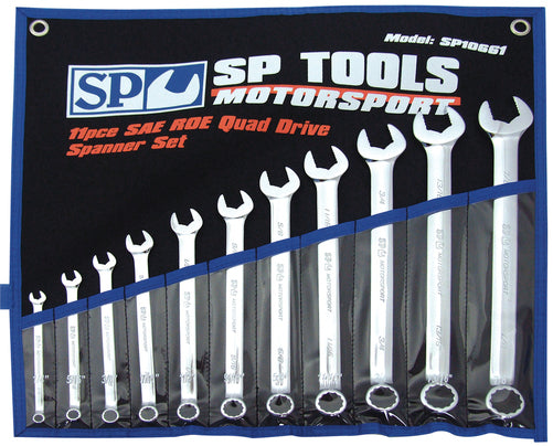 SP Tools 11pc SAE ROE Quad Drive Wrench/Spanner Set