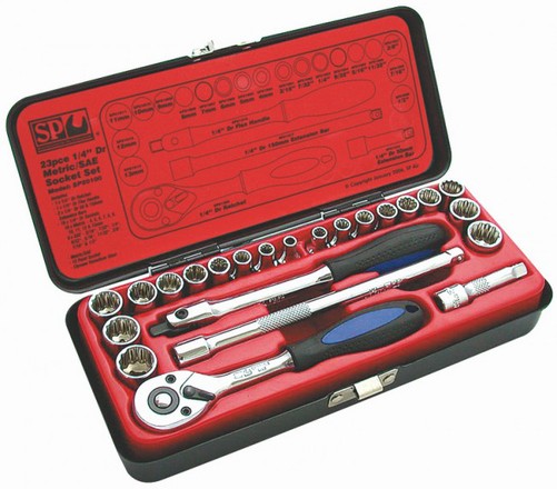 SP Tools Socket Set 23pc 1/4""Dr 12pt
