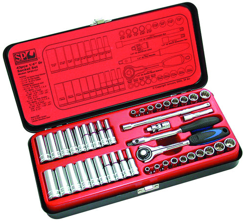 SP Tools Socket set 43pc 1/4 Dr 12 & 6pt Metric/SAE