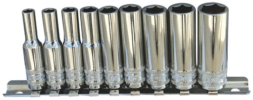 SP Tools Deep Socket Rail Set 9pc 1/4 Dr SAE  - 12pt
