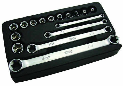 SP Tools Socket & Spanner Set 16pc E Torx 3/8 Dr