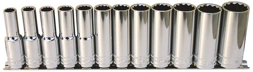 SP Tools Deep Socket Rail Set 12pc 1/2 Dr Metric - 12pt