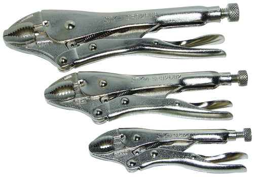 SP Tools 3pc Curved Jaw Locking Plier Set