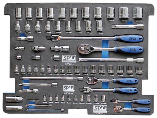 SP Tools 70pc Metric EVA Foam Tray-Socket & Accessories Included