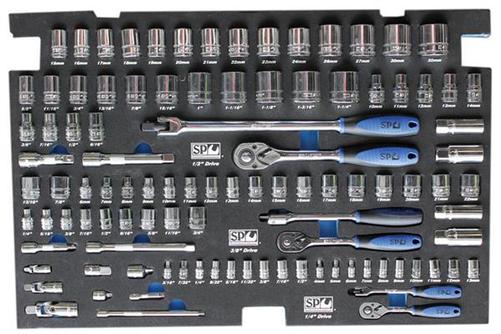SP Tools 103pc Metric EVA Foam Tray-Socket & Accessories Included