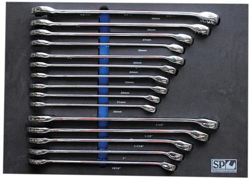SP Tools Spanner Set 15pc Metric/SAE EVA Foam ROE