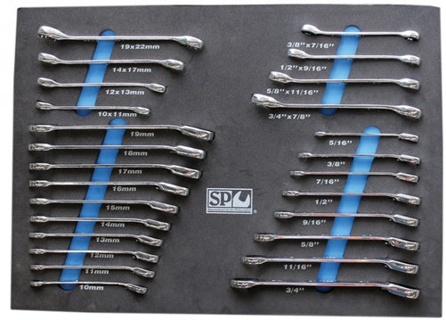 SP Tools 26pc Metric/SAE EVA Foam Flare & Geardrive Spanners