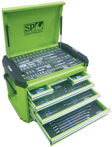 SP Tools 302pc Metric/SAE Tool Kit in Atomic Green 7 Drawer Concept Tool Box