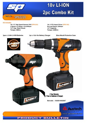 SP Tools 18v 2pc Combo Kit