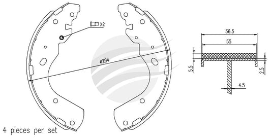 TRADE-LINE CERAMIC BRAKE SHOES RANGER PJ, PK 3.0L 2007-11 FORD REAR - TLS1769