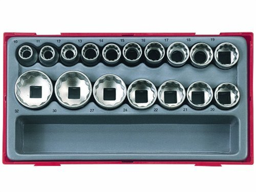 TENG TOOLS 17PC 1/2in  DR. METRIC TC-TRAY 6PT