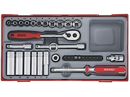 TENG TOOLS METRIC SOCKET SET TC 1/4DR - TRAY NO 1