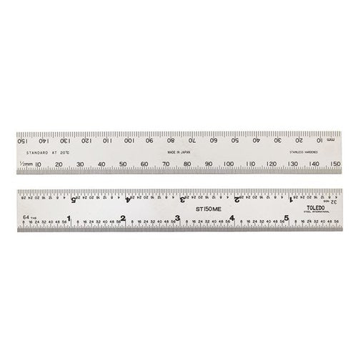 Toledo Stainless Steel Rule Double Sided Metric & Imperial - 300mm