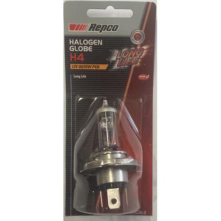 Repco H4 Headlight Bulb Performance Long Life 12V 60/55W P43T38 RH4LLBL-2