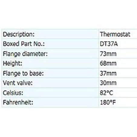 DAYCO THERMOSTAT 82 DEGREES C - 180 DEGREES F DT37A