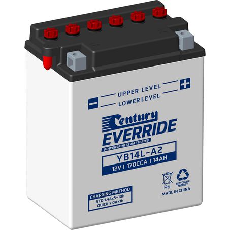EVERRIDE Century EverRide Motorcycle Battery 12V 14AH 18 Month Warranty YB14L-A2