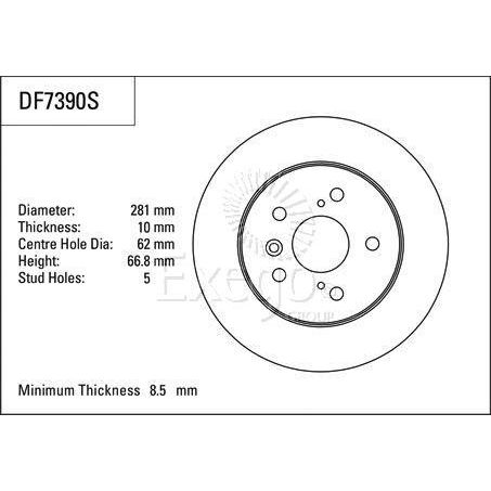 TRW Disc Brake Rotor 281mm x 8.5 Min