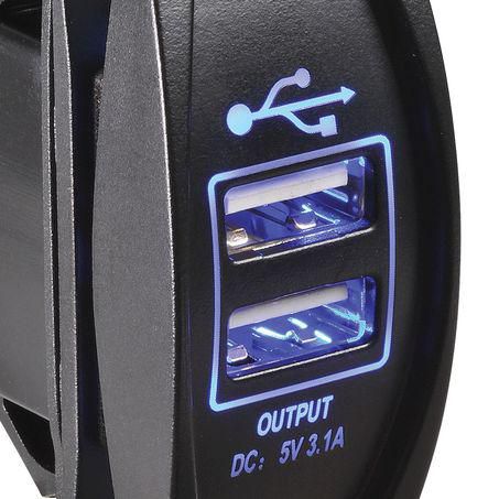 Narva DUAL USB SOCKET 12/24V BLUE LED