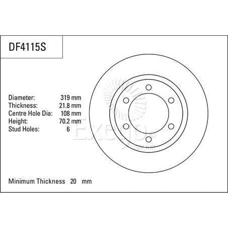 TRW Disc Brake Rotor 319mm x 20 Min