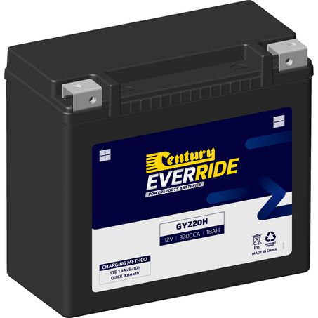 EVERRIDE Century EverRide AGM VRLA Motorcycle Battery 12V 18AH 18 Month Warranty GYZ20H