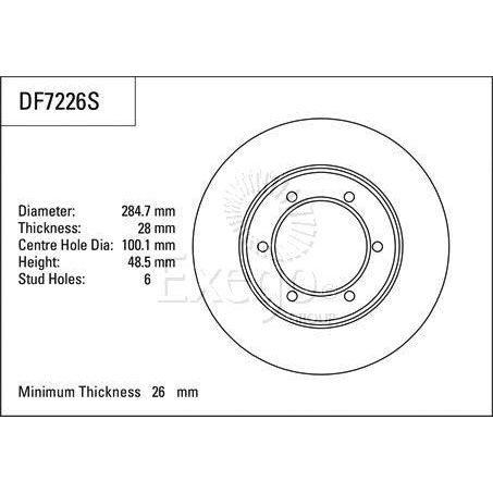 TRW Disc Brake Rotor 284mm x 26 min