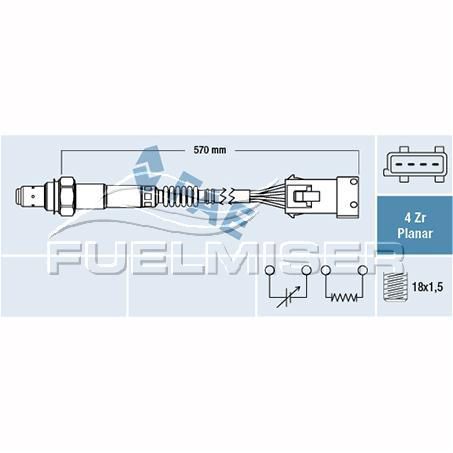 FUELMISER OXYGEN SENSOR DIRECT FIT 4 WIRE 570MM CABLE