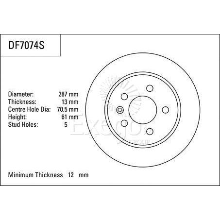 TRW Disc Brake Rotor 287mm x 12 Min