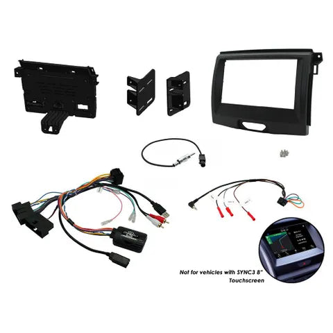 Ford Ranger PX2 / Everest (2015-2022) Double DIN Complete Installation Kit | Dash Fascia, SWC Interface & Harness in Black
