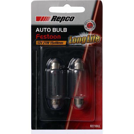 Repco 15X44 Festoon Globe 12V 21W SV8.5-8 Pack of 2 R273BLL