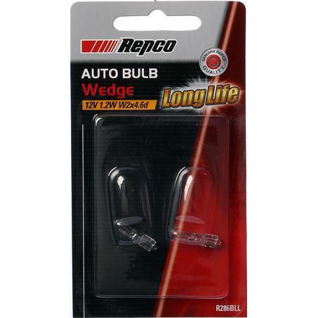 Repco W1.2W Wedge Globe 12V 1.2W W2x4.6d Pack of 2 R286BLL