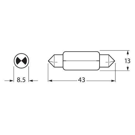 Hella 12V Festoon SV8.5-8 Globe 10W K1210