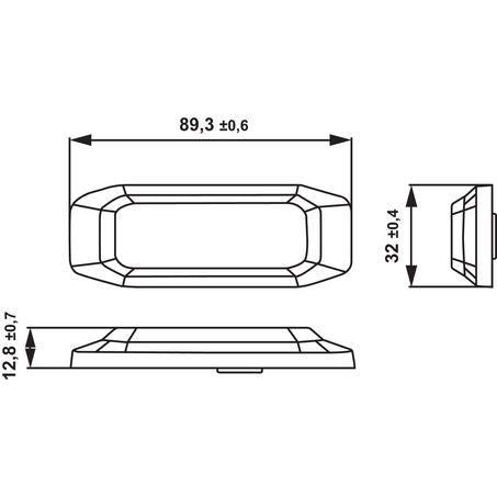 HELLA - 12/24V BST Slim Directional Warning Lamp, Amber 3 LED, Surface Mount - 2 PCS 2XD 014 563-401