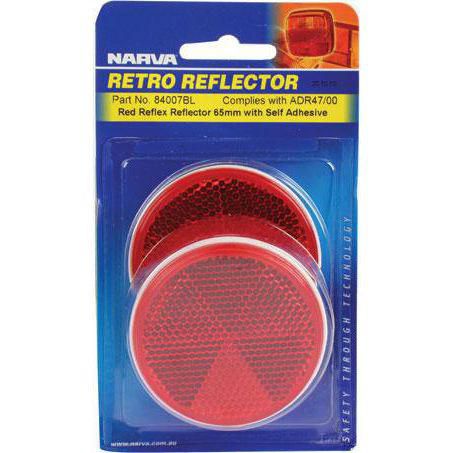 Narva Reflector Round Red 65mm - 2 Pce