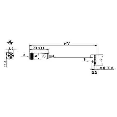 Kelpro Brake Wear Sensor Length 117mm KBS9130