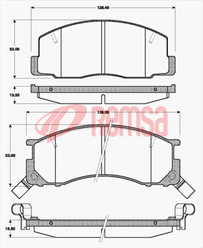Remsa DB1215 E FRONT DISC BRAKE PADS - TOYOTA PREVIA TCR10,20 90-00