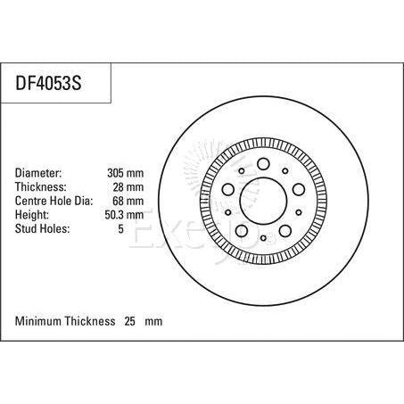 TRW Disc Brake Rotor 305mm x 25 Min