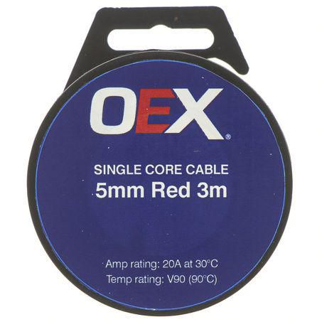 OEX 5MM SINGLE CORE AUTOMOTIVE CABLE, RED - 3M