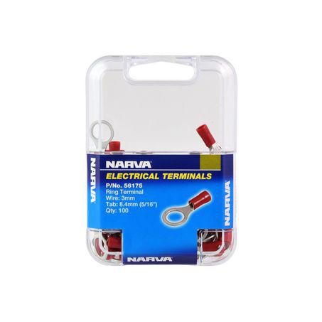 Narva Crimp Terminal Ring Red Terminal Entry 8.4mm Vinyl 100 Pce