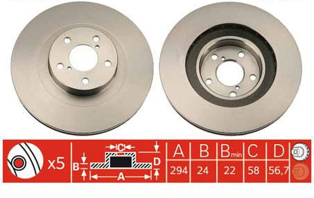 TRW Disc Brake Rotor 294mm x 22 Min