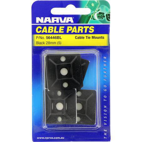 Narva Cable Tie Mounts 28mm x 28mm - 5Pc